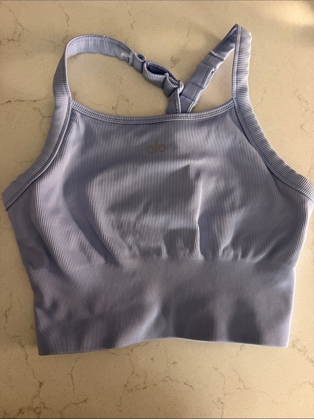 ALO Yoga Ribbed Light Lilac High-Neck Sports Bra